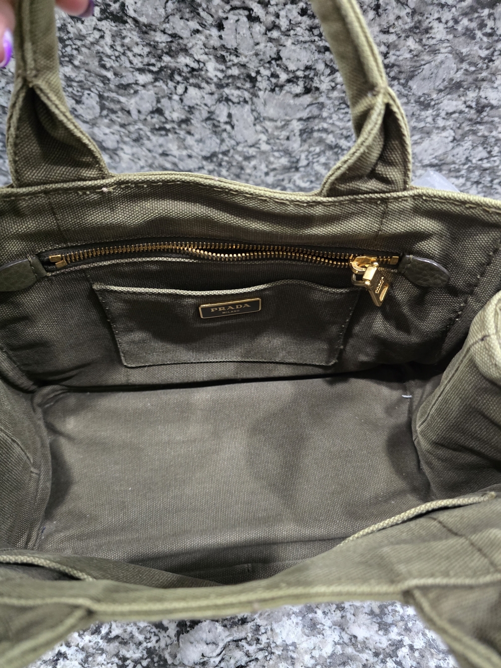 Prada Canapa (Small) In Military Geen - Picture 7 of 11